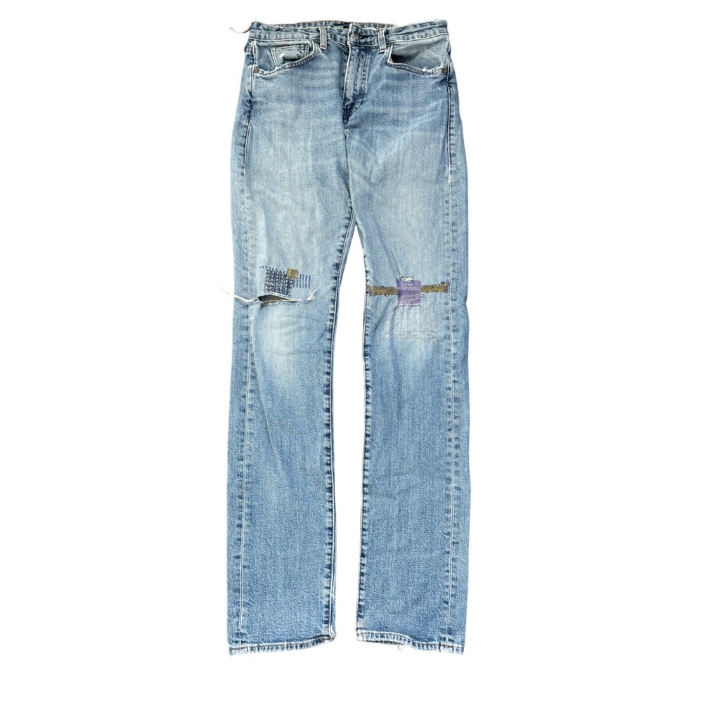 Levis Made & Crafted Tack Slim Jeans Blue Distressed Sashiko Patch 30x34 Mens